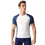 SABOLAY Mens Rash Vest Short Sleeve Swimming T-Shirt Swim Top Rash Guard Black UV Shirt