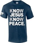 Trenz Shirt Company Men's Christian Know Jesus Know Peace Short Sleeve Graphic T-Shirt, Heather Navy, 3X-Large