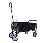 Trendi�® Folding Wagon, Multi-Purpose Utility Cart - Collapsible, Height Adjustable & Foldable Handcart for Shopping, Gardening, Outdoor, Camping, Fishing, Beach Wagon, Trolley on Wheels (Black)