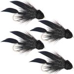 The Fly Fishing Place Black Muddler Minnow Fly Fishing Flies - Bass and Trout Streamers - Set of 4 Flies Size 8