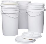 Consolidated Plastics 7 Gallon White Food Grade Buckets + White Gamma Seal Lids, BPA Free Container Storage, Durable HDPE Pails, Made in USA (3 Pack)