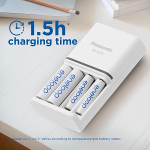 eneloop SmartPlus AA Battery Charger with 4 Rechargeable Batteries