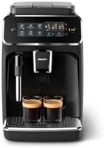 PHILIPS Series 3200 Fully automatic espresso machines, 4 Beverages, Classic Milk Frother, Intuitive Touch Display, 100% ceramic grinders, My Coffee Choice, AquaClean filter, Glossy Black (EP3221/40)