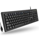 X9 Performance USB Keyboard Wired - Great for Shared Work Spaces - External Keyboard for Laptop with 104 Keys, 12 Shortcuts, and 5FT Cable - Wired Computer Keyboard for PC or Chromebook