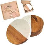 Acacia Wood and Marble Coaster Set 