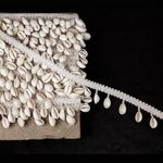 Lacesnmore Cowrie Latkan Lace for Fringe for Dress, Saree, Lehenga, Dupatta, Bag, Craft and Decorations (3meter), White kaudi lace