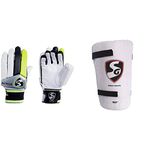 SG Ecolite Cotton Cricket RH Batting Gloves, Junior Colour May Vary Test Youth Thigh Pads, Youth