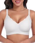 Ganado Jelly Bras for Women Wireless Push Up Bra Seamless Non Wired Gel Support Full Coverage Bras Comfort T Shirt Bra White, M