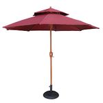 Invezo Garden Umbrella Double Deck Metal centre Pole Outdoor Garden Umbrella (9ft diameter, Maroon) with 22kgs Stand - Patio outdoor/Big Size Outdoor Umbrella