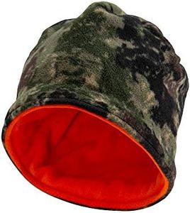 North Mountain Gear Reversible Men's Blaze Orange Beanie - Camoflauge Hunting Fleece Hat, Orange, One Size