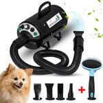 My Pet Command 220V Professional Dog Hair Dryer Blaster 500W-2800W 4HP Hot and Cold Adjustable stepless Airflow Pet Grooming High Velocity Air Blower blaster Drying Deshedding extra Dog Grooming Brush