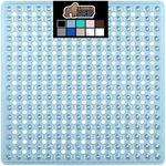 Gorilla Grip Patented Shower and Bathtub Mat, 21x21, Small Square Shower Stall Floor Mats with Suction Cups and Drainage Holes, Machine Washable and Soft on Feet, Bathroom Accessories, Blue