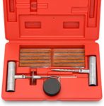 Tooluxe 50002L -35 Piece Tire Repair Universal Heavy Duty Tire Repair Kit with Plugs, Fix A Flat Tire Repair Kit, Ideal for Tires on Cars, Trucks, Motorcycles, ATV Roadside Emergency, Tire Plug Kit