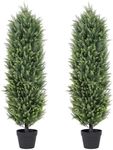 I.C.ELAINE 4ft Topiary Trees Artificial Outdoors Set of 2 Pack, Fake Outdoor Evergreen Plants 48 Inch, Faux Cedar Pine Bushes and Shrubs for Planter Front Porch Patio Decor 4 Foot