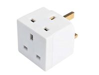 HomeBerg 2 Way Double Plug Adaptor - Multi Plugs Extension Sockets Adapter - UK 3 Pin Socket Extensions 250V 13 Amp - Power Extender Multiplug Block for Kitchen, Office, PC, TV, Indoor Lighting