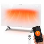 BERG Ultra-Slim Glass Infrared Panel Heater – Smart Electric Heater with Wi-Fi & Remote Control, 12mm Frameless Design, Wall Mounted or Free-Standing, Energy Efficient Room Heating (White, 720W)