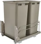 Rev-A-Shelf Double Pullout Trash Cans for Full Height Kitchen Cabinets 50 Quart 12.5 Gallon with Soft-Close Slides, Champagne, 53WC-2150SCDM-212