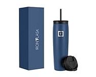 IRON °FLASK Nomad Tumbler - 2 Lids (Straw/Flip), Vacuum Insulated Stainless Steel Bottle, Double Walled, Drinking Cup Thermo Coffee Travel Mug, Water Metal Canteen (Twilight Blue), 28 Ounces