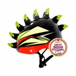 STREETJAM Kids Cycle Helmet, Finhawk Open Face Sports Helmet, Hard PP Outer Shell, EPS Inner Comfort Linner case, Adjustable Strap & Dial, Multi air Vents, Unisex Helmet (5-8 Years, Black (Green, Red)