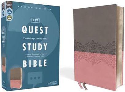 NIV, Quest Study Bible, Leathersoft, Gray/Pink, Comfort Print: The Only Q and A Study Bible