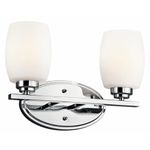 Kichler Lighting 5097CH 2-Light Eileen Vanity Fixture, Chrome Finish with White Etched Glass Shade by Kichler