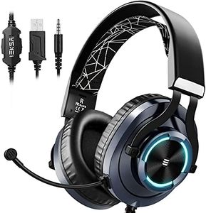 EKSA Gaming Headset with Microphone, Xbox One Headset with Noise Cancelling Mic & RGB Light - Gaming Headphones for PC, Laptop, Xbox One Controller (Adapter Not Included), PS4 - 3.5mm cable