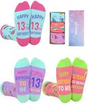 Skicuff 3 Pairs 13th Birthday Socks Gifts for Girls Boys 13 Year Old Girls Gift Ideas Funny 13 Years Old Gifts Officially Thirteen Birthday Socks Gifts, Bright Color