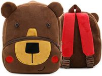 Ladyzone Toddler Backpack Zoo Animals Backpacks Cute Plush Bag Cartoon 10" Preschool Book Bag For 1-6 Years Girls Boys (Bear)