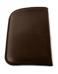 Calabria Unisex Full Slip Soft Eyeglass Case in Brown PU Leather & Felt Interior