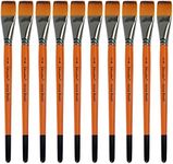 10 Pieces Flat Paint Brushes - 3/4 Inch Art Paint Brush Sets for Watercolor, Oil Painting, Acrylic, Face Body Nail Art, Crafts, Rock Painting