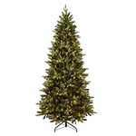 Puleo International 6.5 ft Pre-lit Slim Westford Spruce Tree, 1391 PE/PVC Tips, 350 UL Clear Incandescent Lights, Polyvinyl Chloride, Green