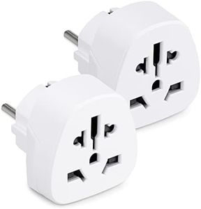 kwmobile 2X Adattatore da Presa UK a EU - 2X Adattatore da Viaggio da Presa Inglese ad Europea - Set di 2 Pezzi da Presa 3-Pin in Schuko - Bianco