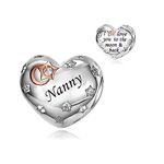 iLove Charm 925 Sterling Silver Charm Nanny I Love You To The Moon And Back Heart Bead for Nan Jewellery Love Gift