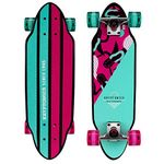 Kryptonics Mini Cutaway Cruiser Skateboard - Complete 26" Cruiser Board for Kids & Teens- Mermaids