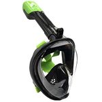 LeWave Snorkel Mask Full Face – Snorkeling Set Anti-Fog & Anti-Leak Diving Mask – 180° Panoramic View, Camera Mount – Scuba with Underwater Valve Lock – For Kids, Youth & Adults, Men & Women (Black Green, L-XL)