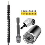 MXiiXM Flexible Drill Bit Extension Kit, Includes 105° Right Angle Drill Attachment, Universal Socket Wrench Tool, Bendable Shaft Extension and Screwdriver Bit Set