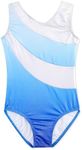 DAXIANG Gymnastics Leotards for Girls Sparkly One Piece Sleeveless Dance Unitard Biketard New Light Blue 9-10 Years