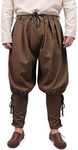 PROCOS Medieval Pirate Retro Ankle Wraps Pants for Men Linen Renaissance Navigator Pants Bottoms, Brown, Large