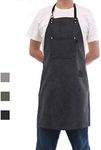 Pincy Canvas Apron Heavy-Duty 16 oz Work Apron, Metal Hardware Reinforcement Chef Apron with Extra Long Straps Adjustable M–XXL (Black)