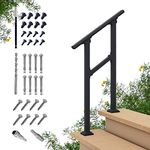 CHR Fence and Rail Hand Rails for Outdoor Steps, 2 Step Handrail & Indoor Stair Railing Kit, Railings for Outdoor Steps and Hand Rails for Seniors for Porch Railing & Deck Hand Rail, 1-2 Step Railing