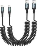 Coiled Lightning Cable 6ft 2Pack Nylon Braided iPhone Charger Fast Charging for Car [Apple MFi Certified], Compatible with iPhone14/13/12/11 Pro Max/XS MAX/XR/XS/X/8/7/Plus/6S iPad/iPod