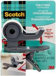 Scotch Clip & Twist Tape Dispenser, Portable One-Handed Dispensing, Clip to Tables, Desks, Monitor Stands, Charcoal Gray, 1 Pack (C19-Clip)