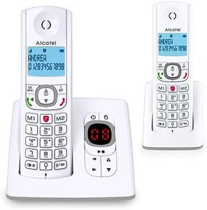 Alcatel F530 - Teléfono (Teléfono DECT, Terminal inalámbrico, Altavoz, 50 entradas, Identificador de llamadas, Gris, Blanco)
