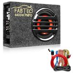 FABTEC 8 Inch Under Seat Active Subwoofer Bass Tube for Cars (Inbuilt Amplifier Wire Kit, 200 Rms), Black