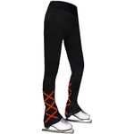 JoyCan Ice Skating Pants Girls Women's Figure Skating Trousers Black Cross Straps Fleece Skating Leggings Children, Red, Medium