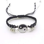 Fuqimanman2020 Unisex-Adult Dainty Tai Chi Hand Woven Adjustable Cord Matching Yin Yang Bracelet Set - 2 Pieces