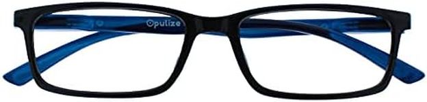 Opulize See Blue Light Blocking Reading Glasses Black Blue Arm Computer Gaming Anti Glare Mens Womens B9-1 +1.00