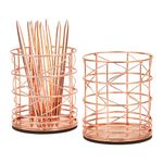 Juvale 2-Pack Rose Gold Pen Holder for Desk - Organizer Cup for Pencil, Hair and Makeup Brush and Office Supplies