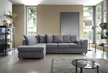 Abakus Direct Large Corner Sofa - Jumbo Cord L Shaped Sofas for Living Room with Luxury Deep Filled Cushioning | Contemporary Large Chaise Lounge Sofa in Cord Grey | W272xD164xH90 (Large Left Facing)