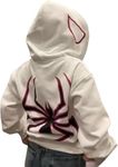 Obenie Y2k Spider Print Hoodies Hip Hop Zipper Long Sleeve Jacket Coats Harajuku Casual Loose Hooded Sweatshirt, White, Large